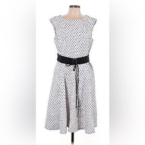 Danny & Nicole White and Black polka dot A-line Cocktail Dress size 14
